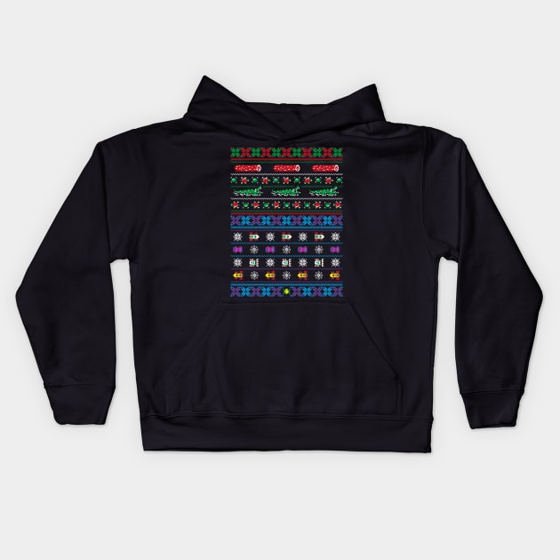 Frogger Ugly Christmas Sweater Kids Hoodie by RetroReview